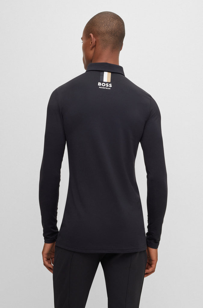 BOSS Equestrian Men's Elton Stripe Training Polo - Black