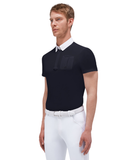 Cavalleria Toscana Men's Piquet Zip Competition Polo - Navy