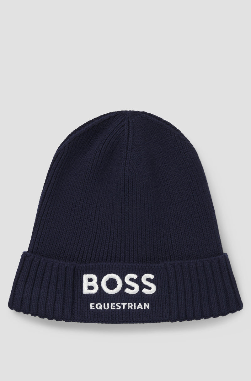 BOSS Equestrian Fisher Beanie in Sky Captain Navy