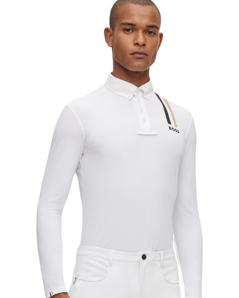 BOSS Equestrian Men's Nick Stripe Competition Shirt - White