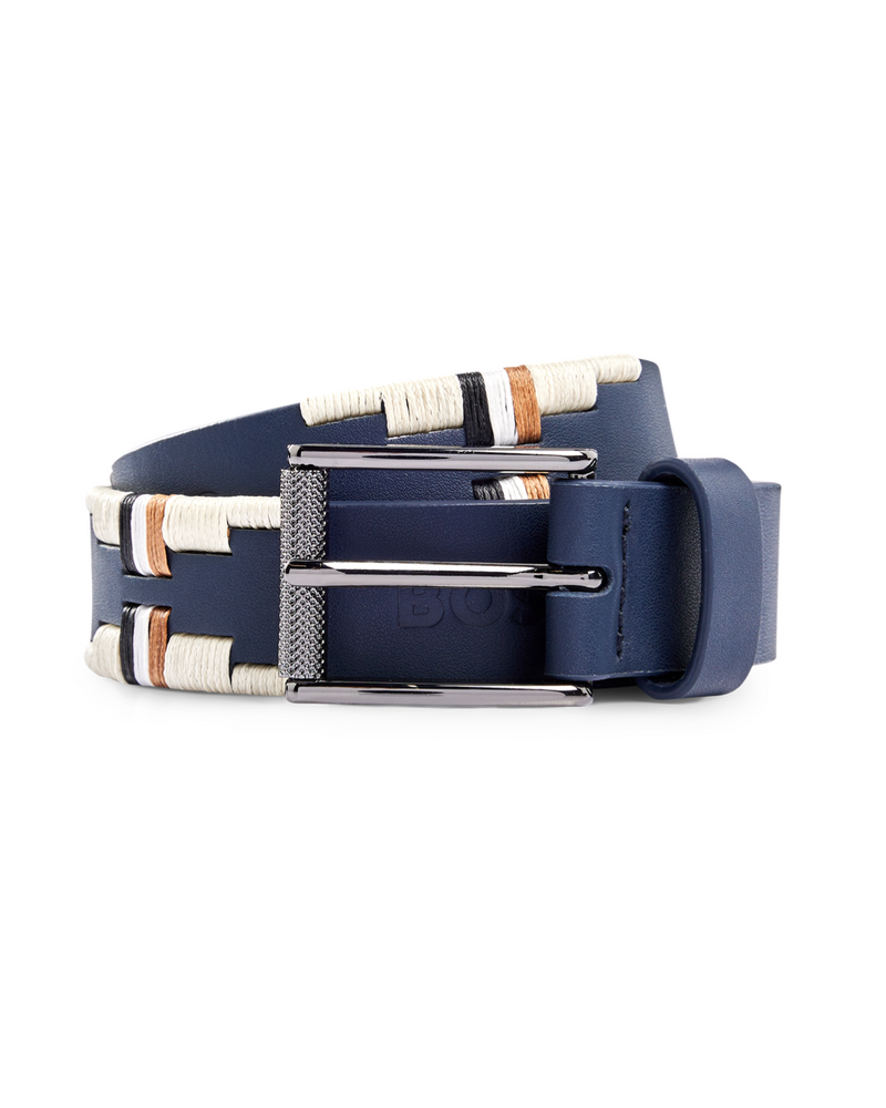 BOSS Equestrian Men's Navy Leather Polo Belt