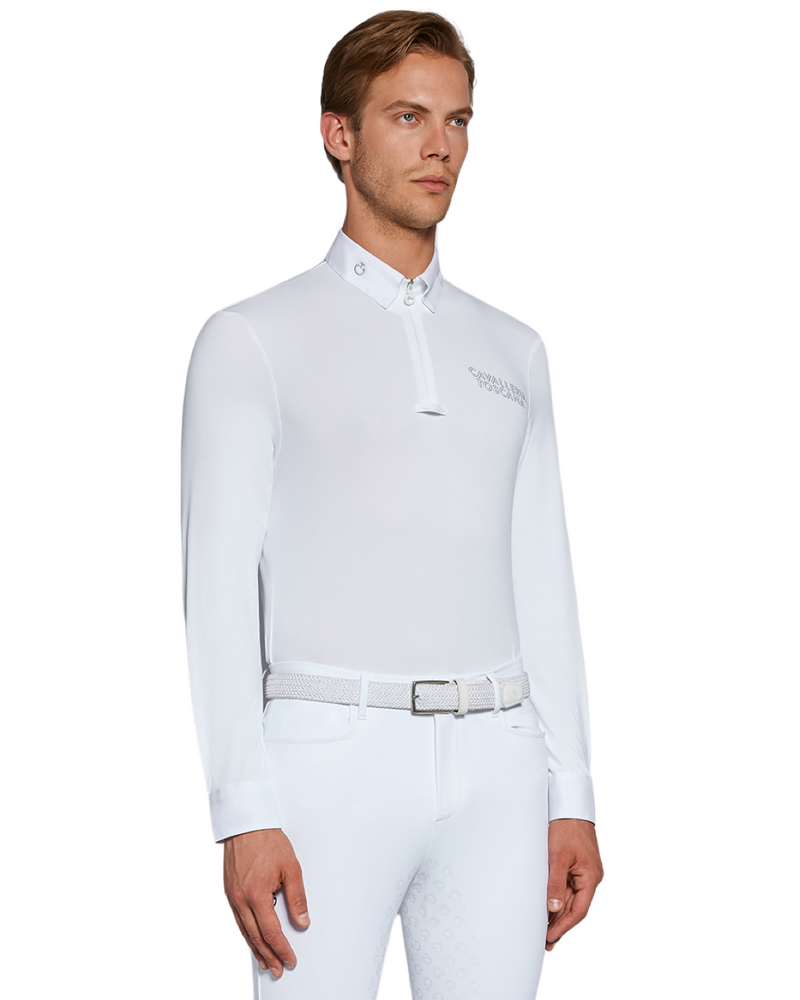 Cavalleria Toscana Men's Long Sleeved Zip Competition Shirt - White