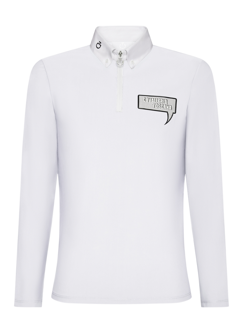 Cavalleria Toscana Boys Comic L/S Competition Shirt White