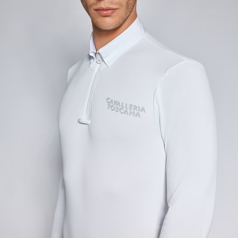 Cavalleria Toscana Men's Long Sleeved Zip Competition Shirt - White