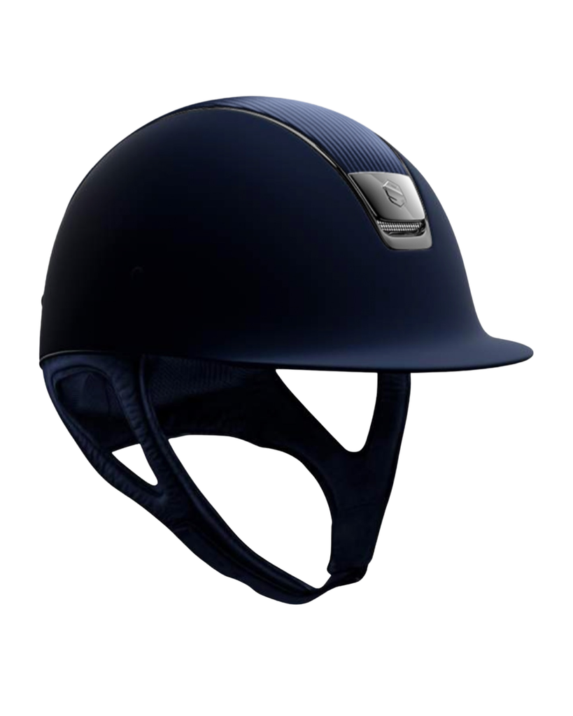 Samshield Blue Shadowmatt Helmet - Leather Top, Black Chrome Trim