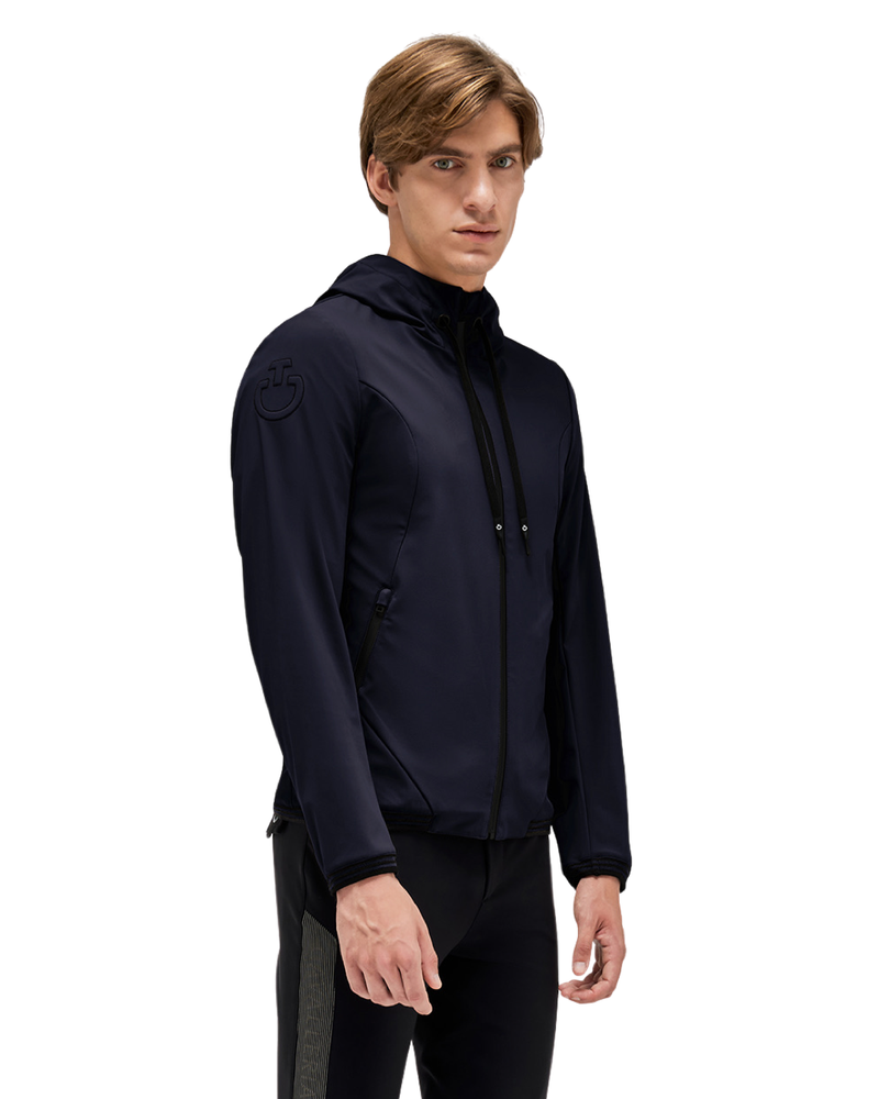 جاكيت رجالي من Cavalleria Toscana بسحاب جيرسي باللون الأزرق الداكن